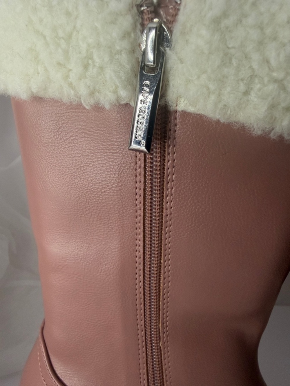Cape Robbin Pink Platform Boots Size 8 Faux Fur Trim Chunky Lug Sole Mid Calf - Picture 4 of 5